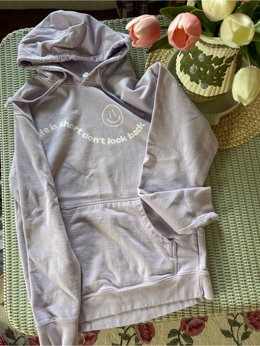 Lavender Graphic Hoodie - "Life is Short"